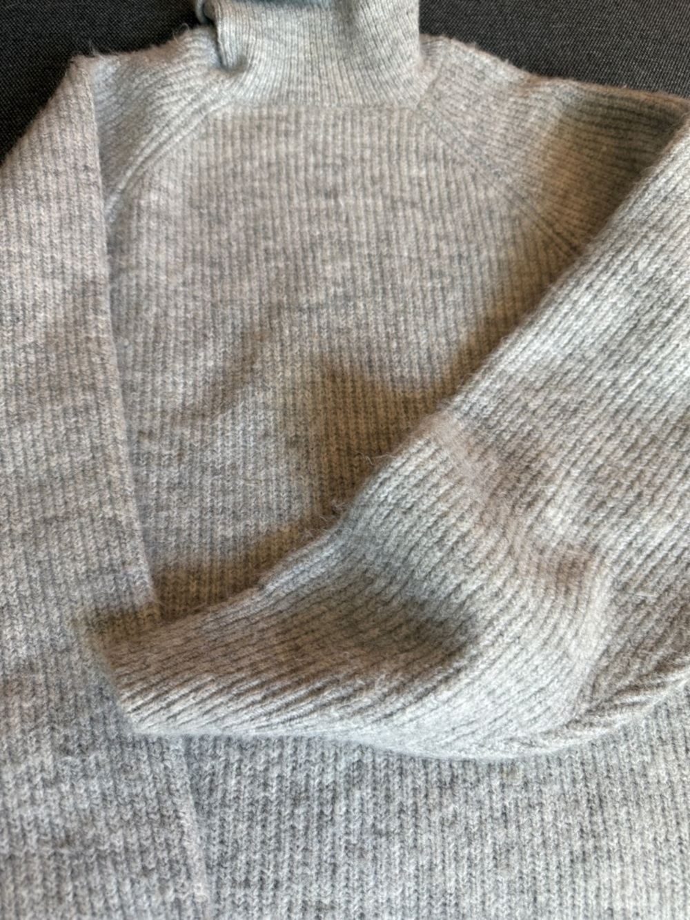 Soft Ribbed Turtleneck Mini Dress - Light Gray